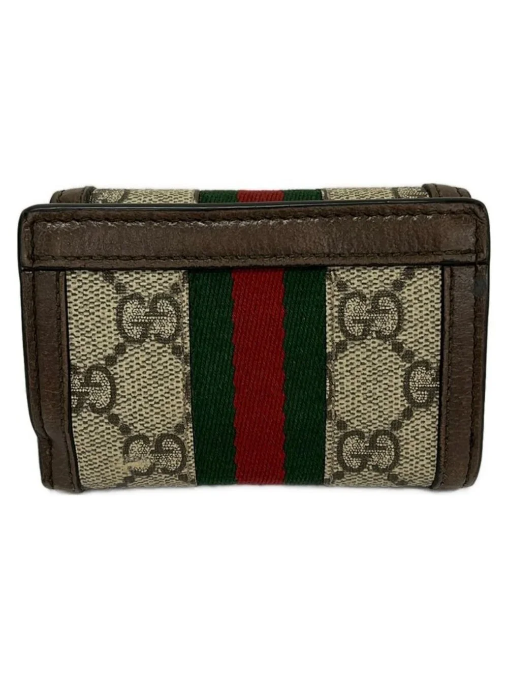 Gucci Trifold Wallet Ophidia Dark Brown Beige Multi Leather